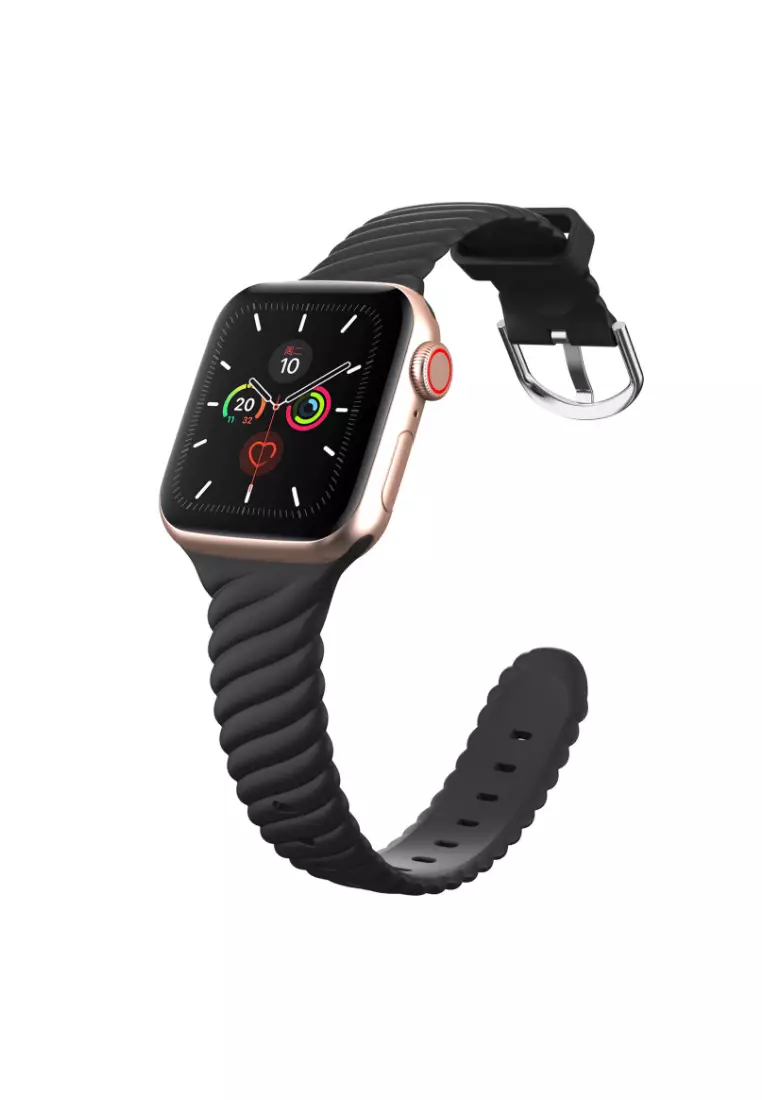 Kings Collection Black Silicone Woven Texture Apple Watch Band 38MM / 40MM (for small wrist) (KCWATCH1094)