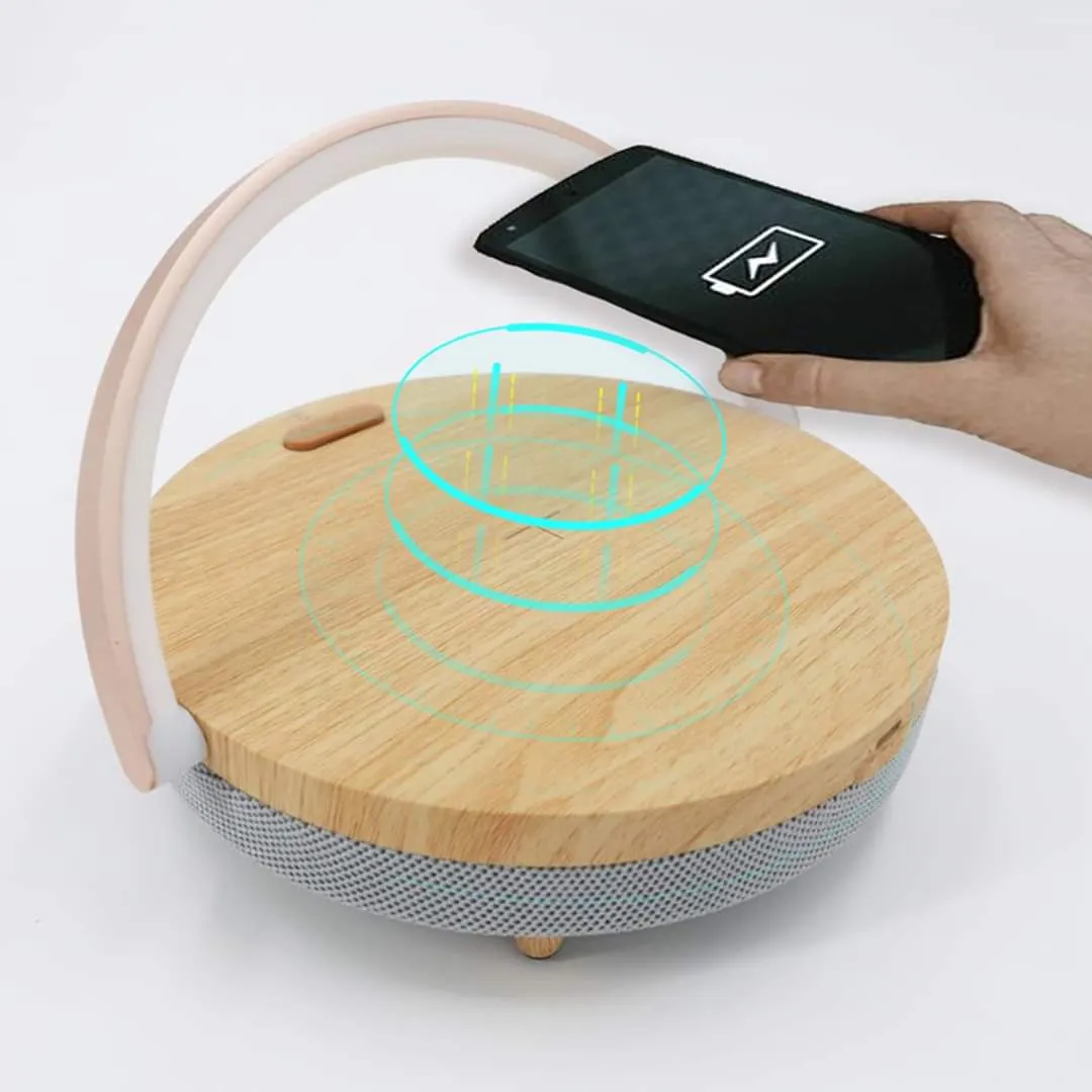 LED BEDSIDE LAMP - Bluetooth Speaker + Wireless Charger -