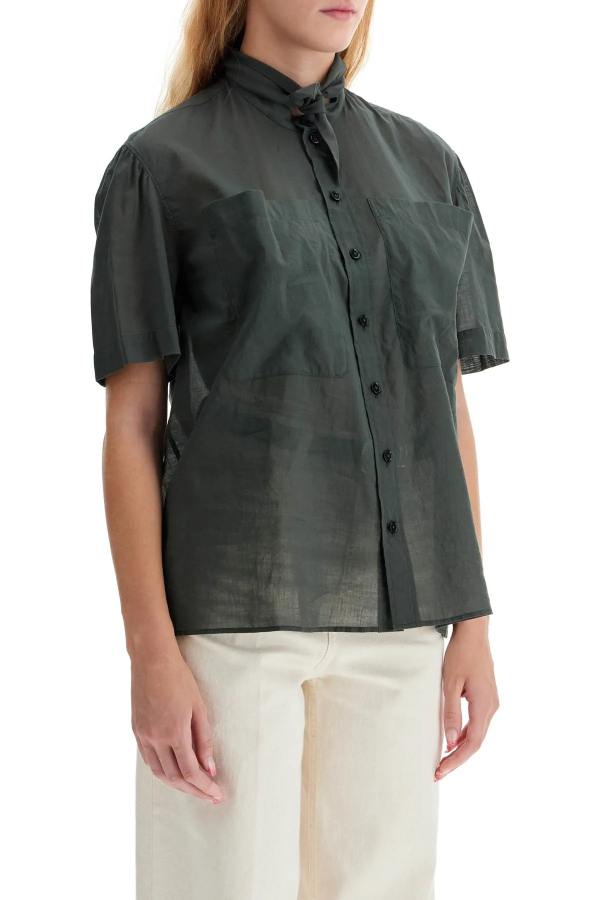 Lemaire shirt With Integrated Scarf   Grey