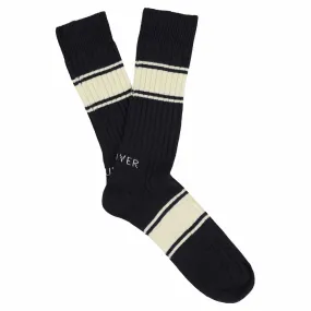 Logo Stripe Socks - Blue / Ecru