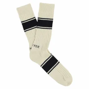 Logo Stripe Socks - Ecru / Blue