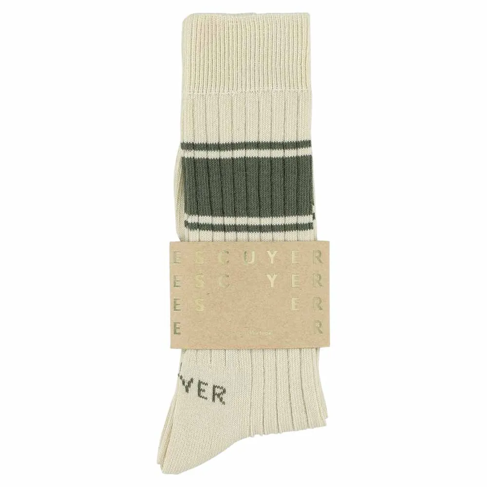 Logo Stripe Socks - Ecru / Khaki