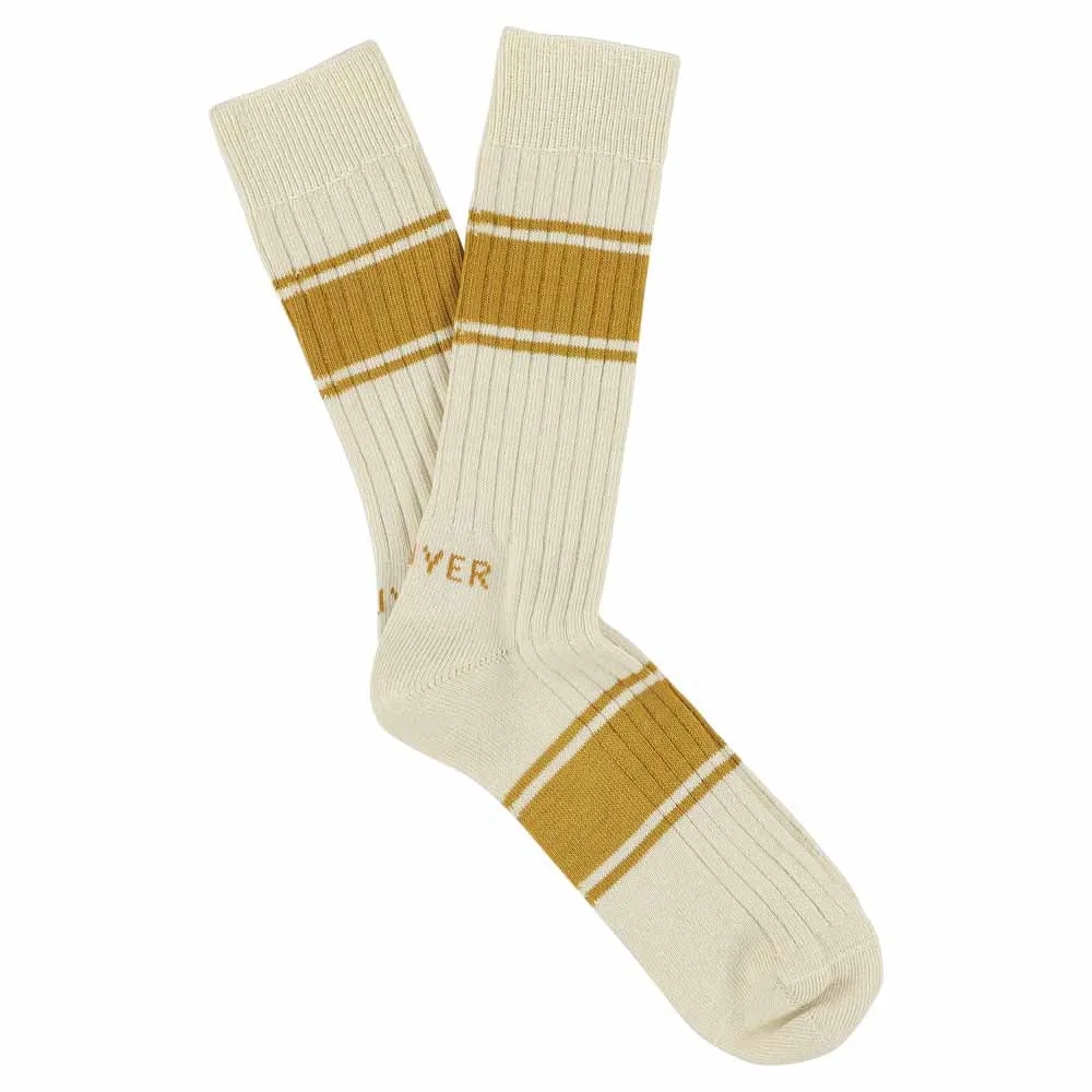 Logo Stripe Socks - Ecru / Mustard