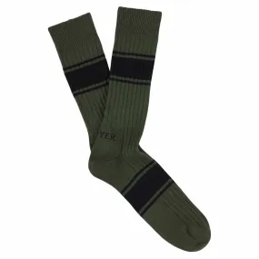 Logo Stripe Socks - Green / Navy