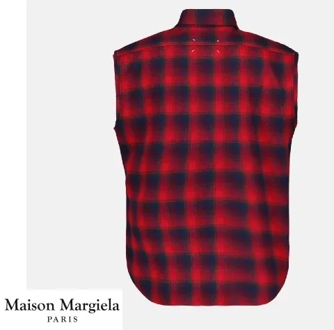 Maison Margiela  |Gingham Sleeveless Designers Vests & Gillets