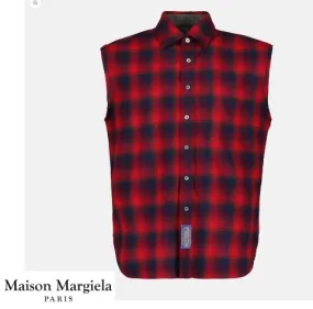 Maison Margiela  |Gingham Sleeveless Designers Vests & Gillets