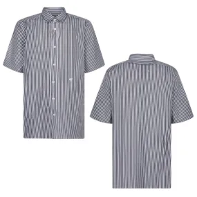 Maison Margiela  |Stripes Unisex Cotton Short Sleeves Logo Front Button