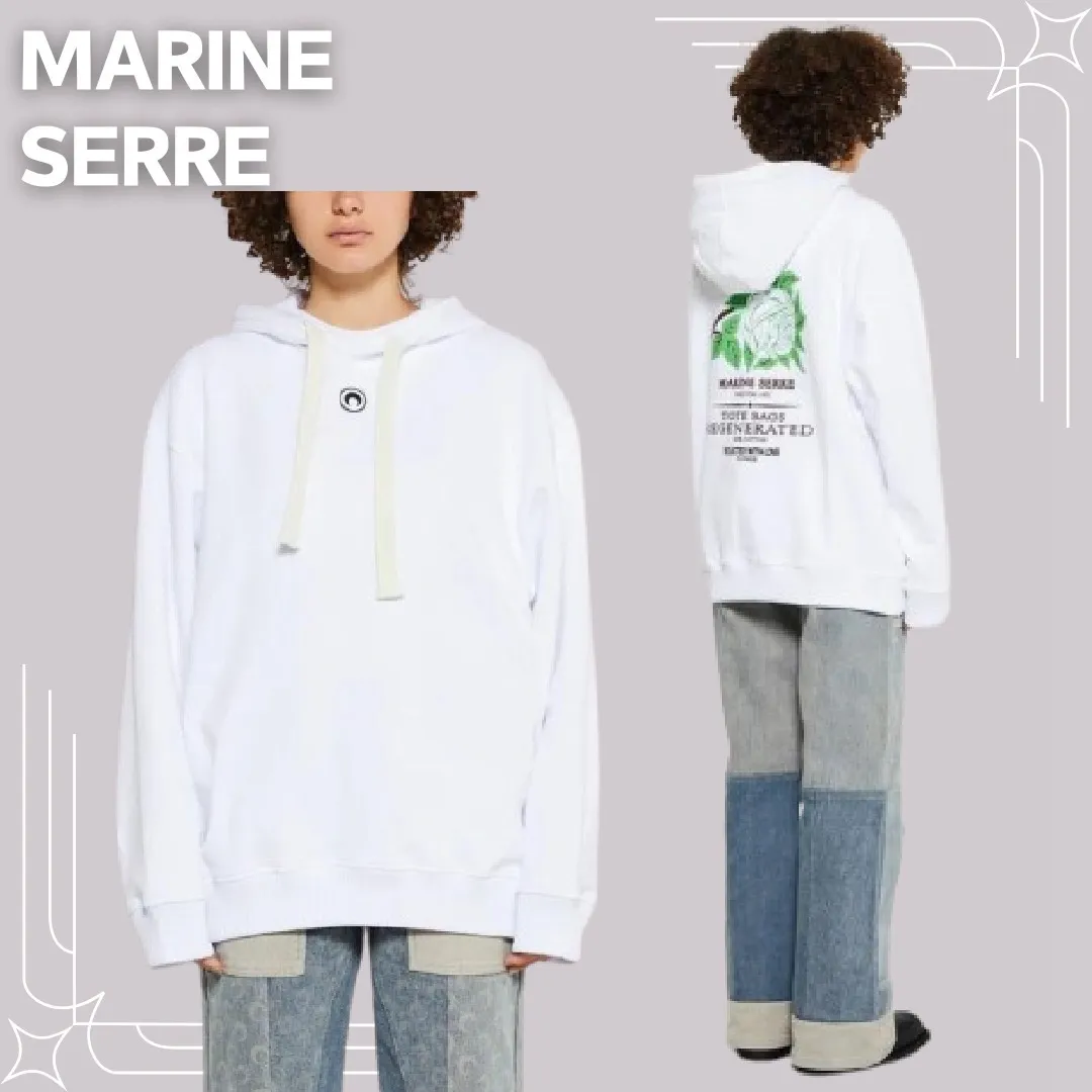 MARINE SERRE  |Flower Patterns Street Style Long Sleeves Plain Cotton Logo