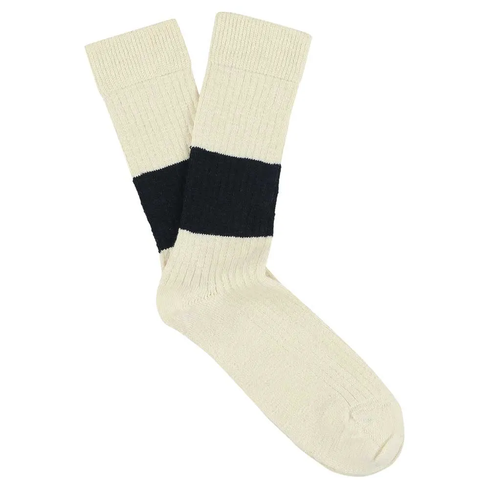 Melange Band Socks - Ecru / Navy