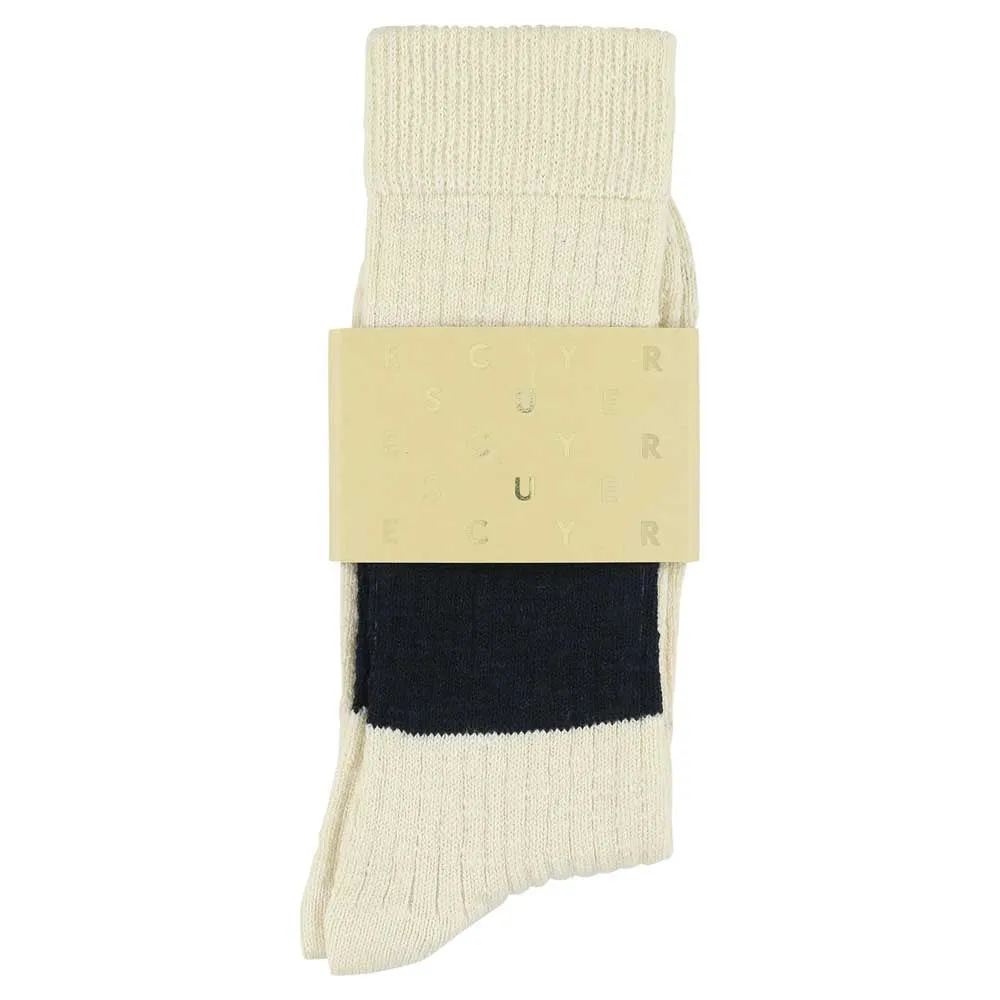 Melange Band Socks - Ecru / Navy