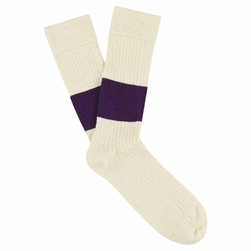 Melange Band Socks - Ecru / Purple