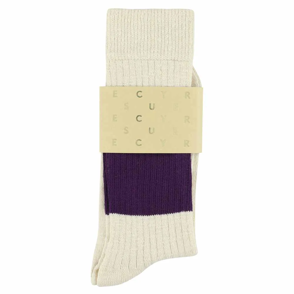 Melange Band Socks - Ecru / Purple