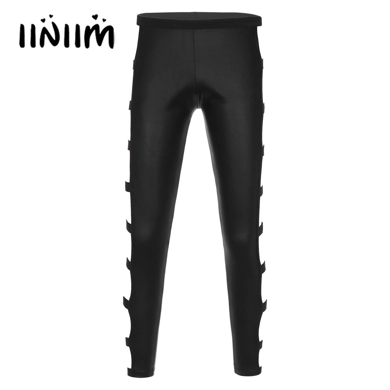 Mens Hollow Out PU Leather Skinny Leggings