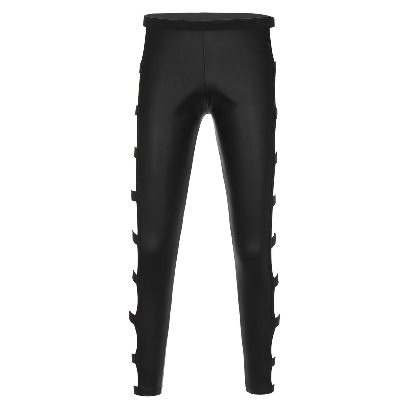 Mens Hollow Out PU Leather Skinny Leggings