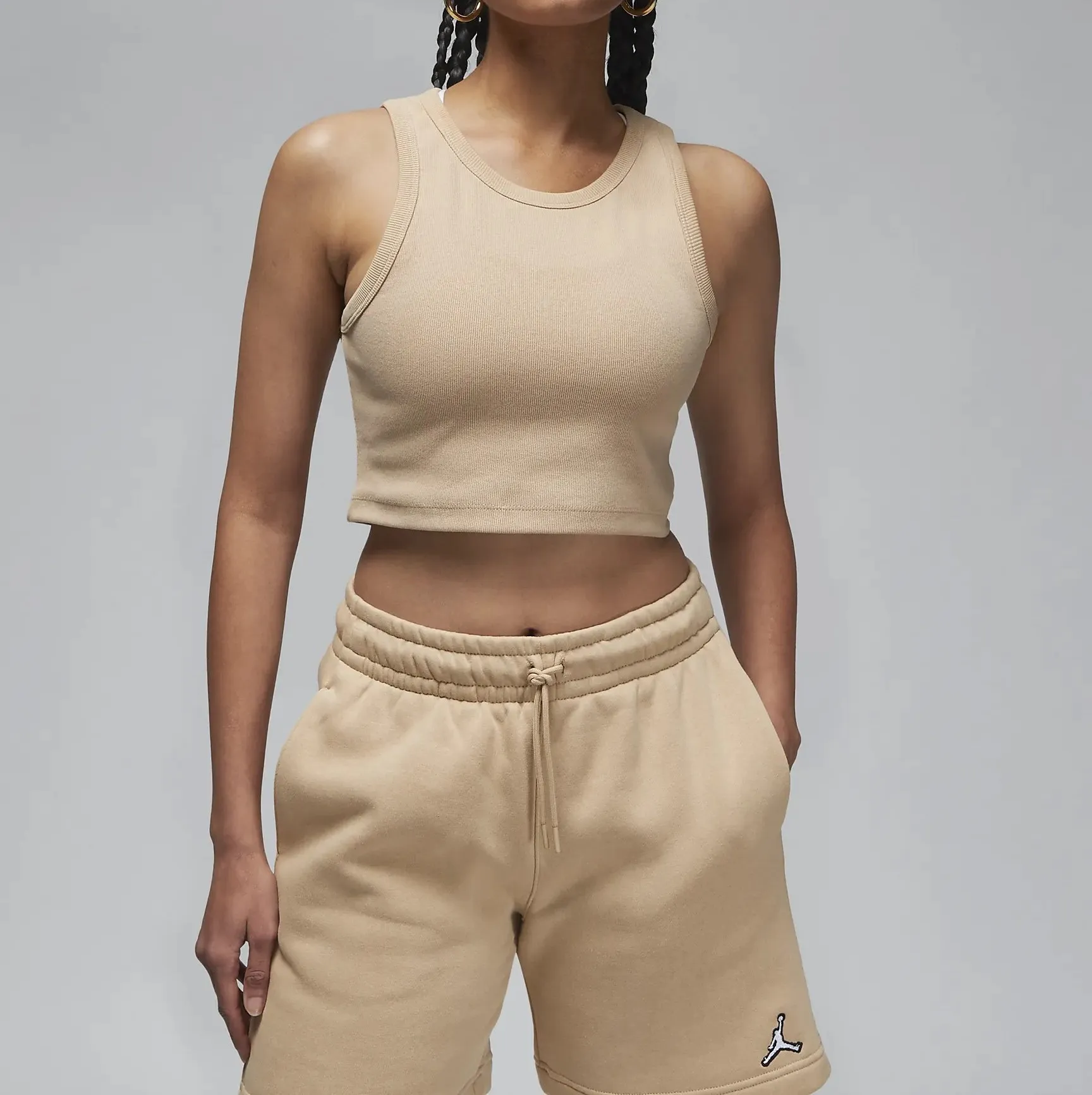 Nike  |Crew Neck Street Style Plain Logo Loungewear Cropped Tops