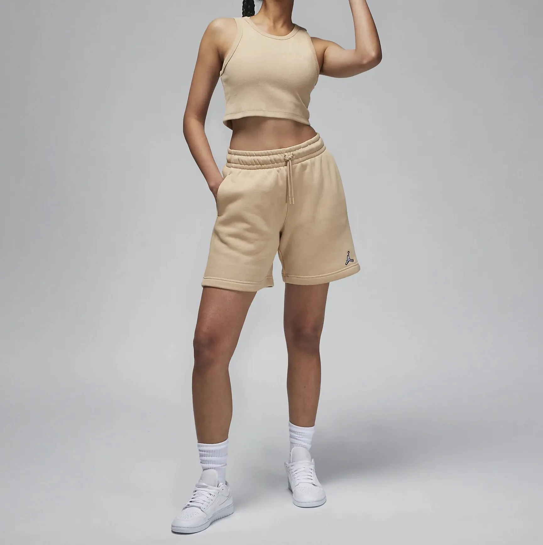 Nike  |Crew Neck Street Style Plain Logo Loungewear Cropped Tops