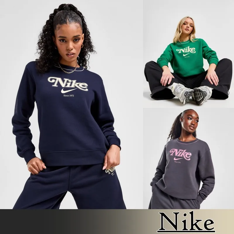 Nike  |Crew Neck Unisex Sweat Blended Fabrics Long Sleeves Plain