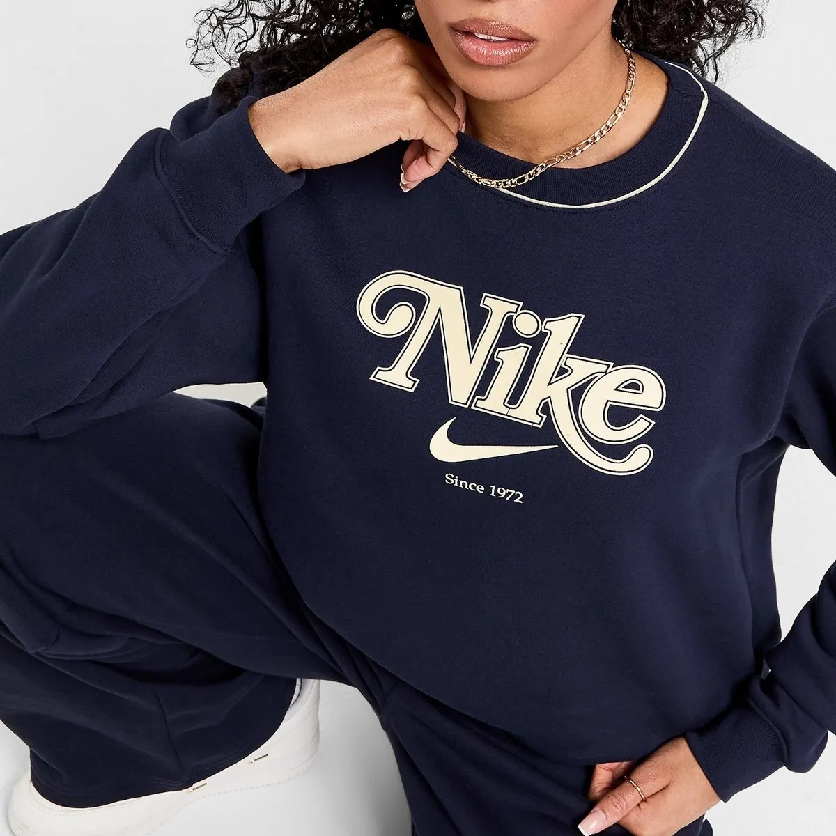 Nike  |Crew Neck Unisex Sweat Blended Fabrics Long Sleeves Plain