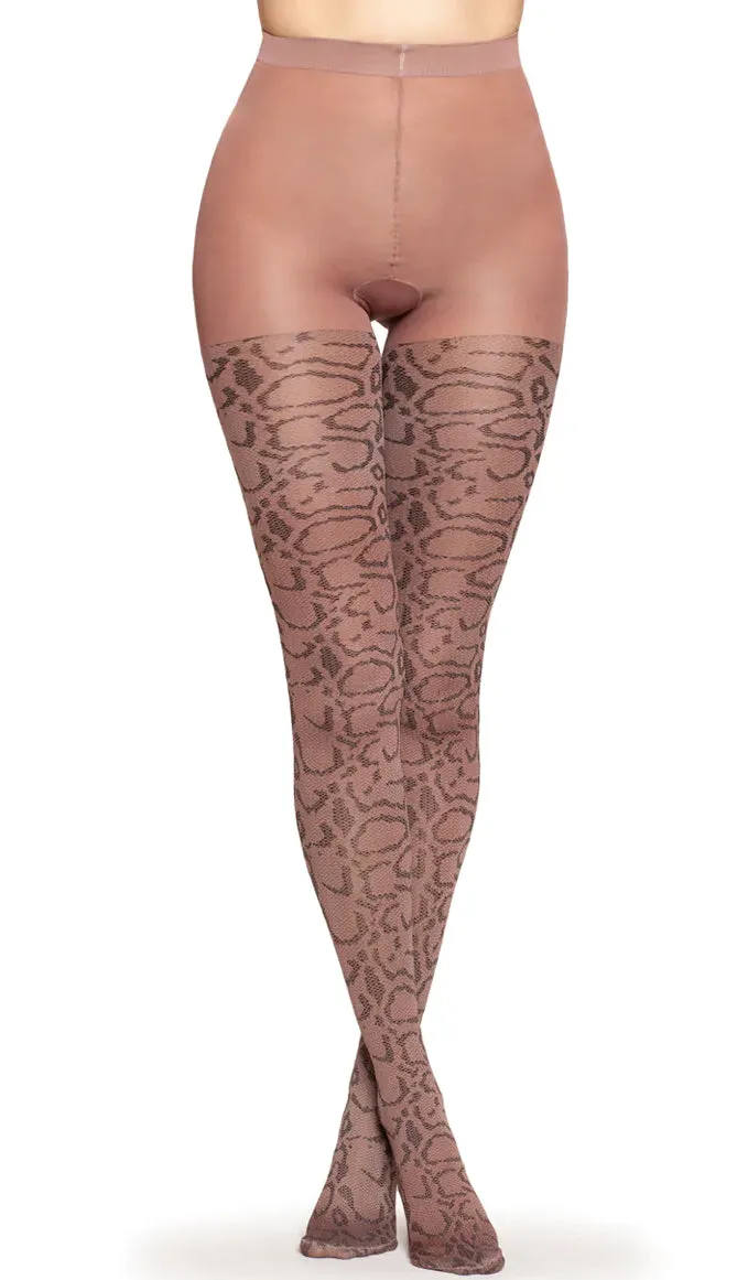 Opaque Pantyhose - Animal Print Design - Big Pattern