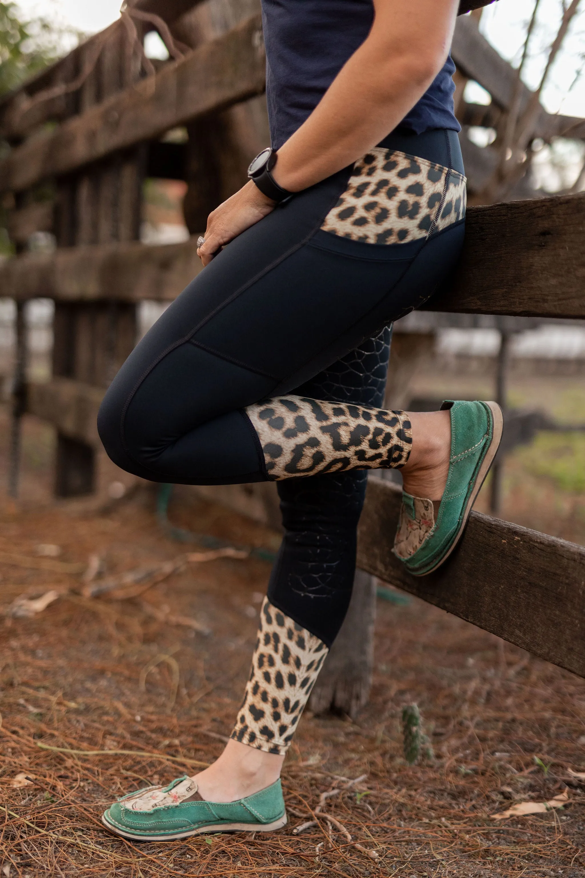 Performance Riding Tights with Pocket  - LEOPARD