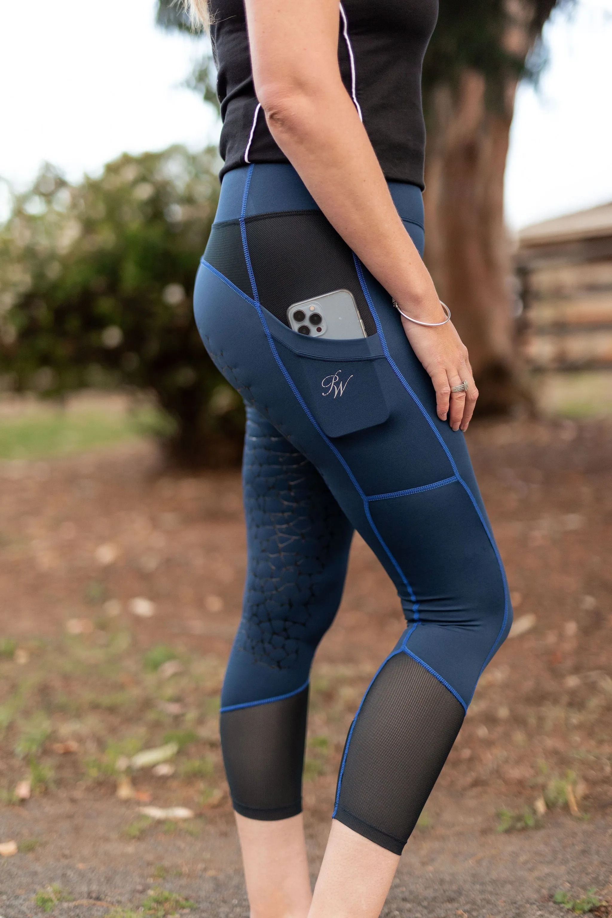 Performance Riding Tights with Pockets - STORM NAVY