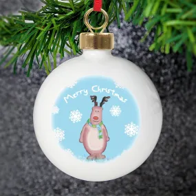 Personalised Snow Scene Rudolph Bauble