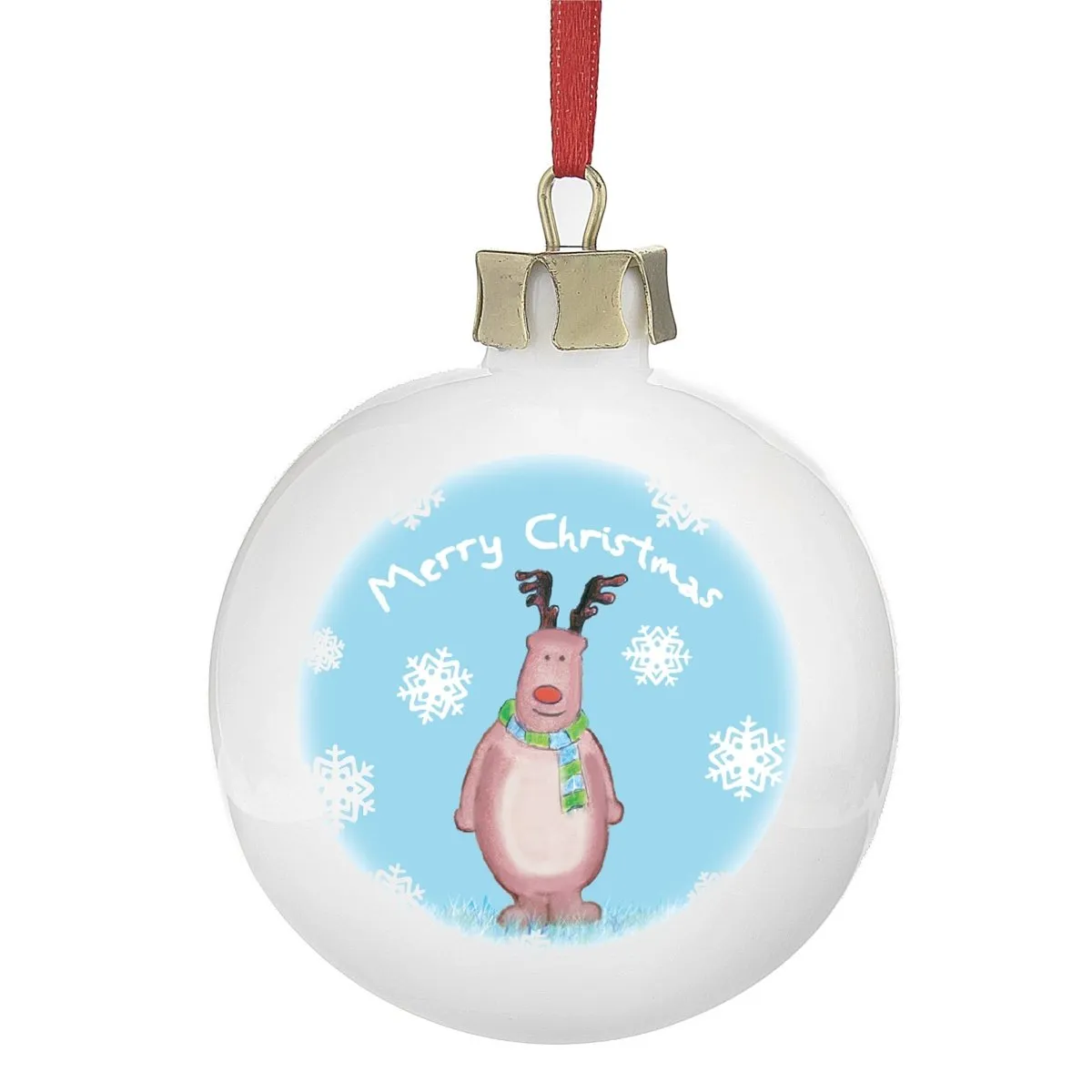 Personalised Snow Scene Rudolph Bauble