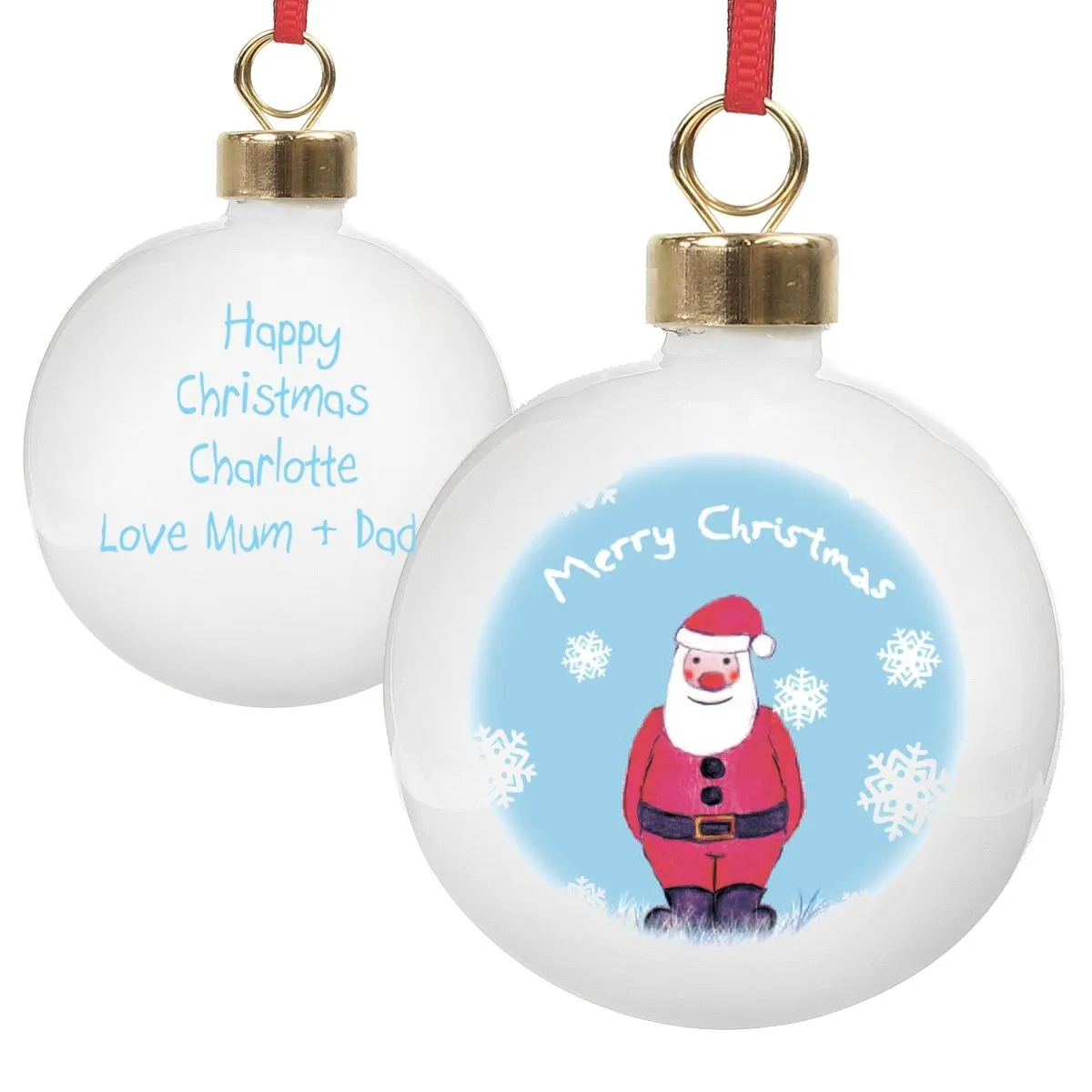 Personalised Snow Scene Santa Bauble