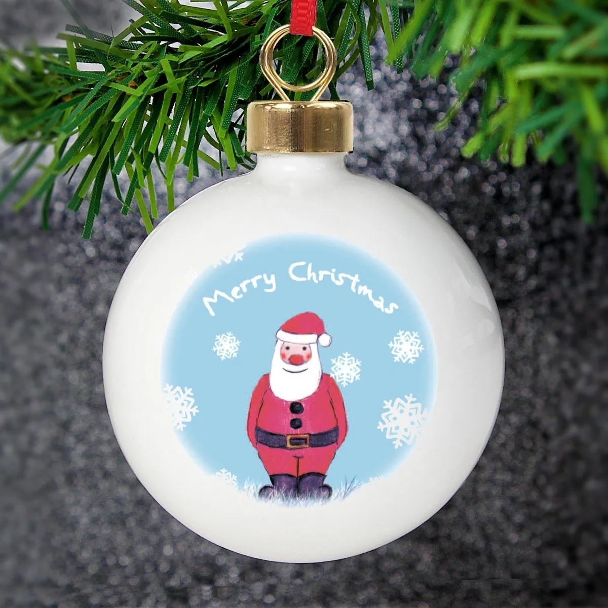 Personalised Snow Scene Santa Bauble