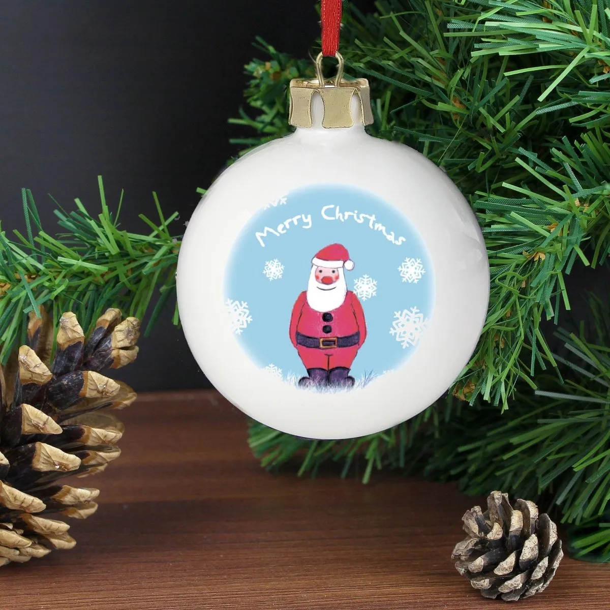 Personalised Snow Scene Santa Bauble