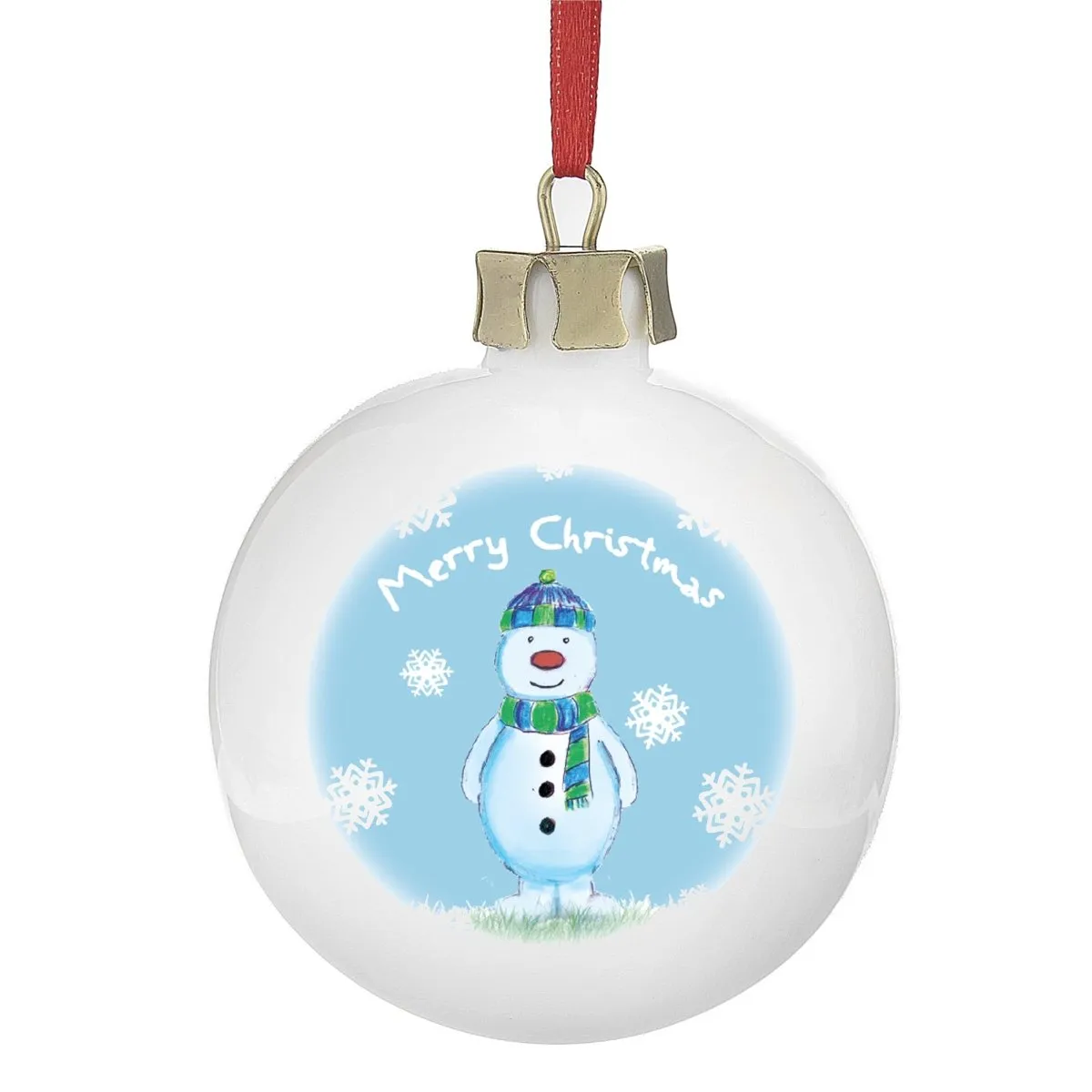 Personalised Snow Scene Snowman Bauble