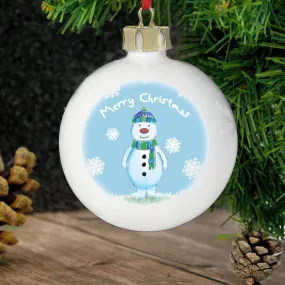 Personalised Snow Scene Snowman Bauble