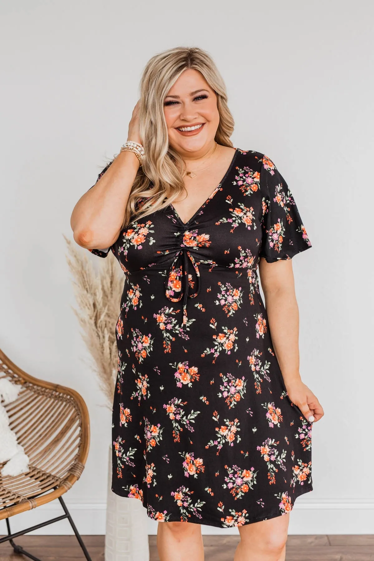 Picking Daisies Floral Dress- Black