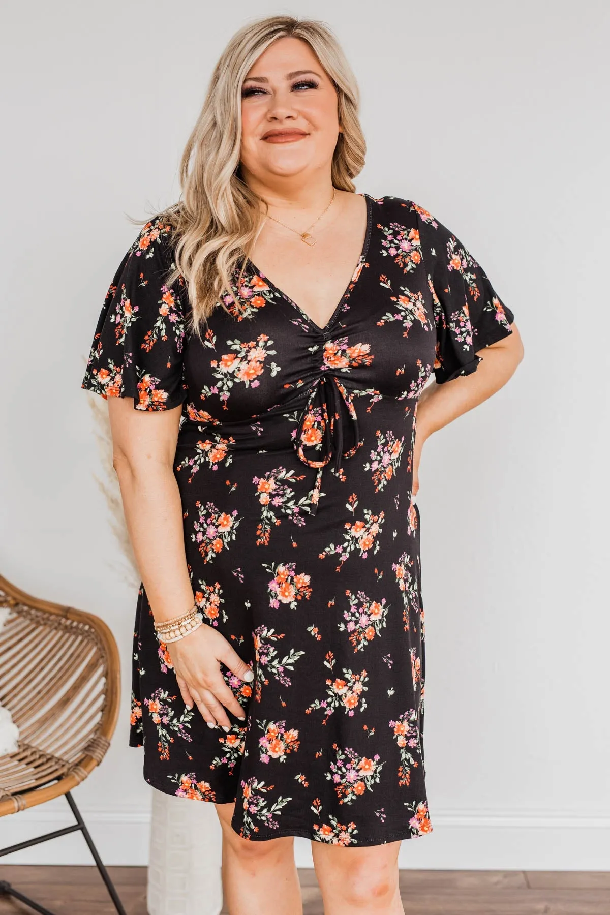 Picking Daisies Floral Dress- Black