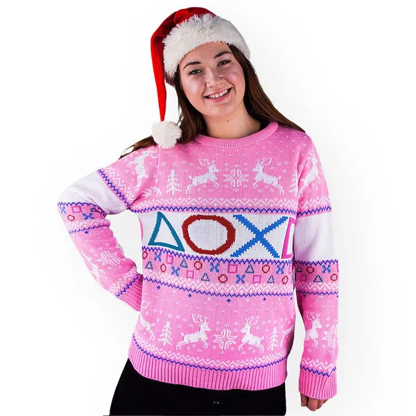 Playstation Pink Knitted Christmas Jumper