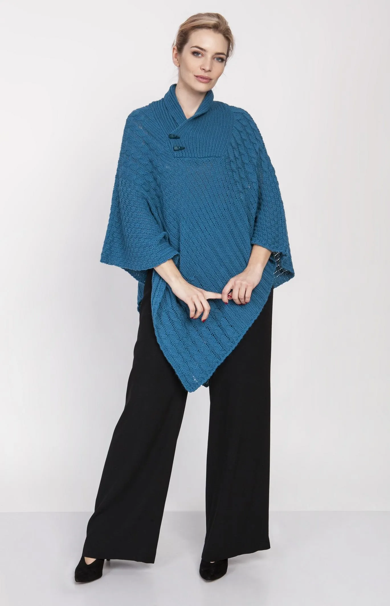 Poncho femme bleu