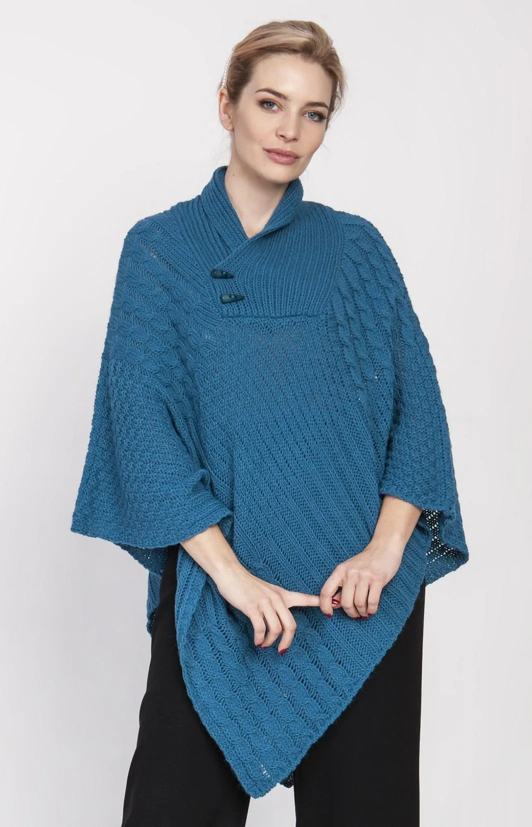 Poncho femme bleu