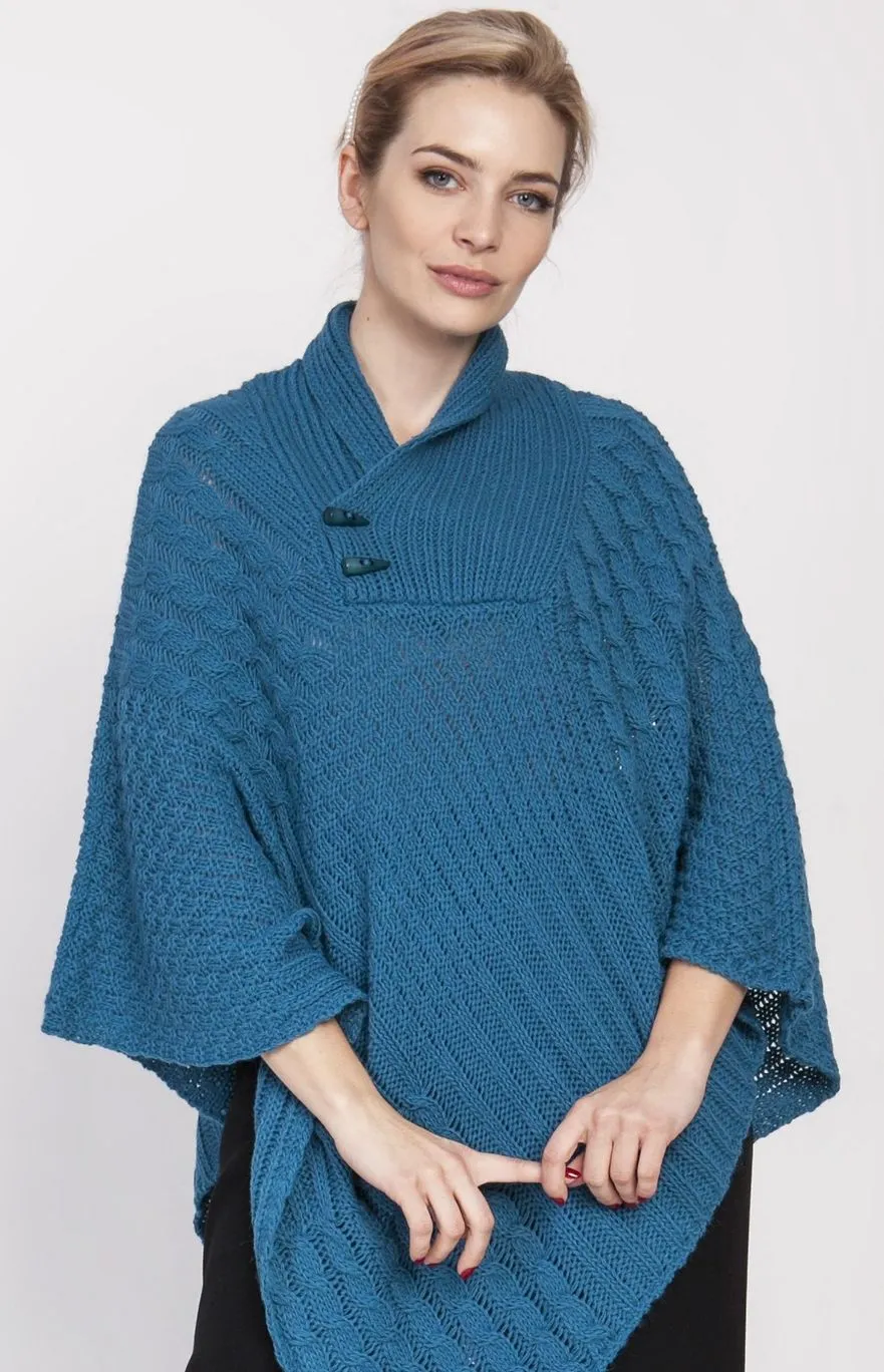 Poncho femme bleu