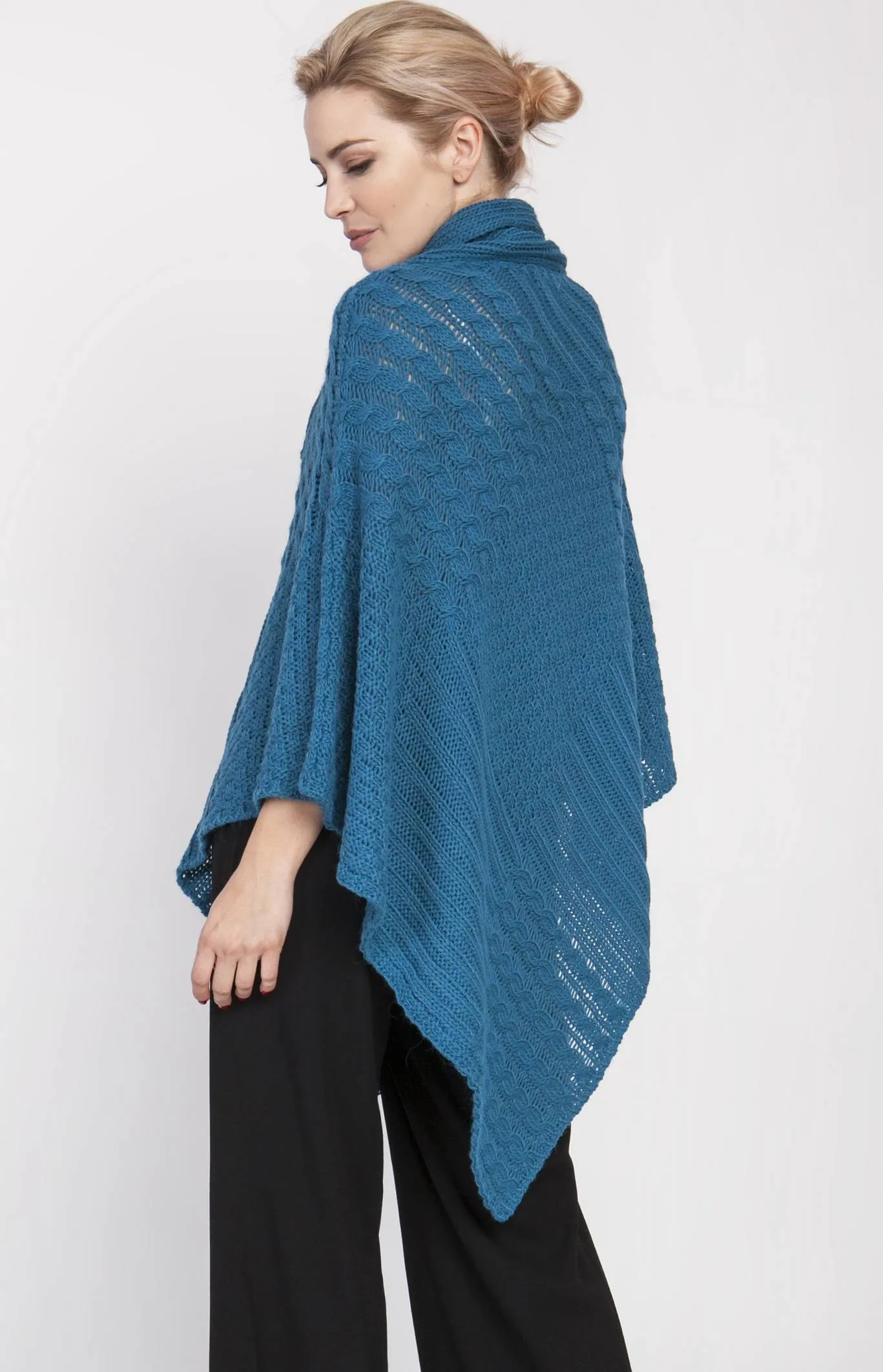 Poncho femme bleu