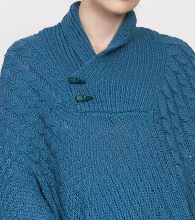 Poncho femme bleu