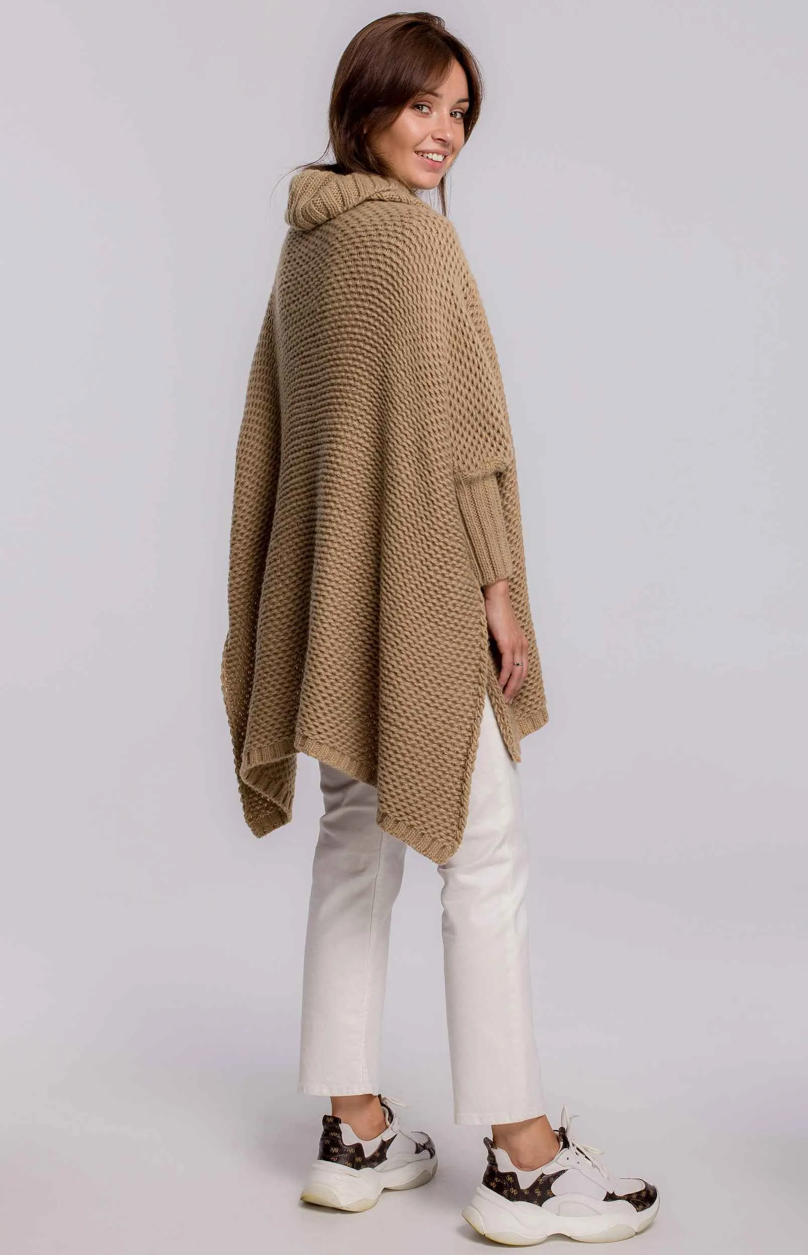 Poncho femme camel