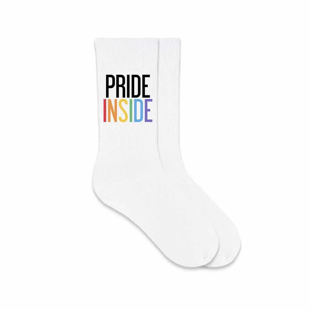 Pride Inside Cotton Crew Socks for the LGBTQ Community