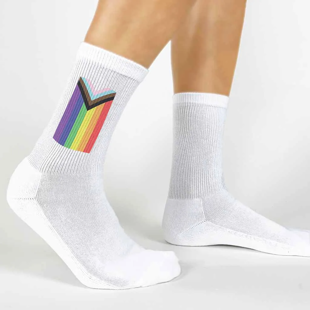 Progress Pride Flag Cotton Crew Socks