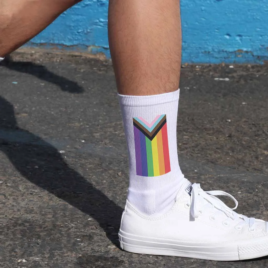 Progress Pride Flag Cotton Crew Socks