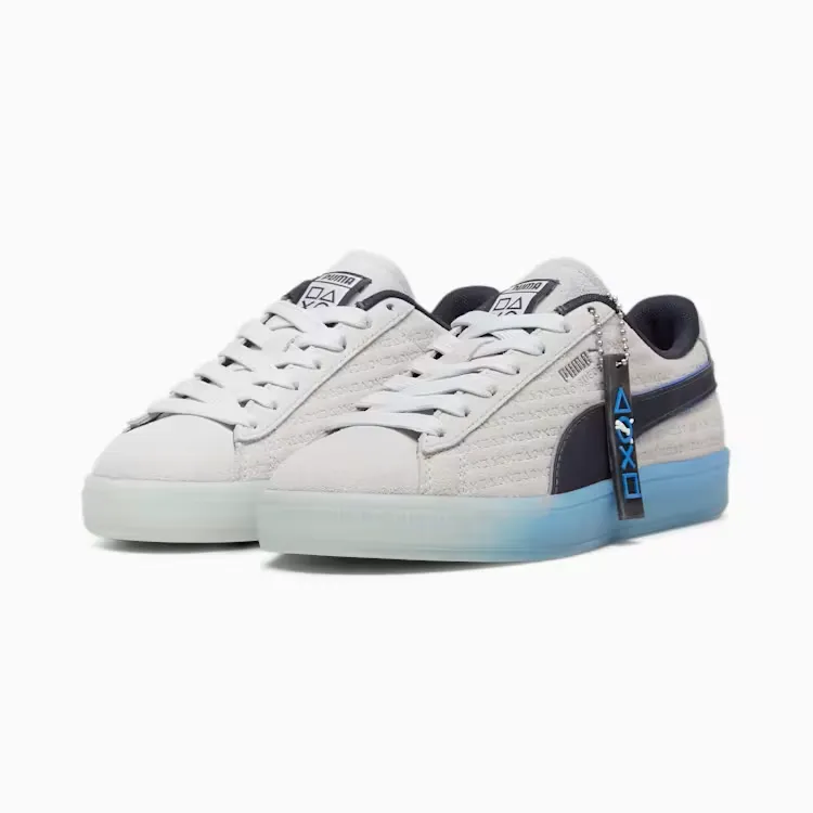 PUMA X PLAYSTATION Suede Big Kids' Sneakers (Glacial Gray-New Navy)