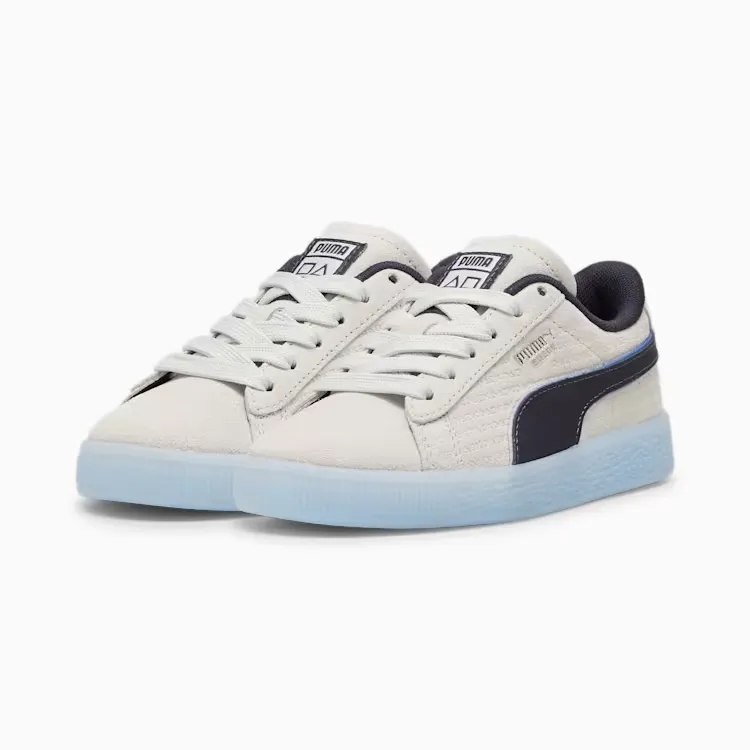 PUMA X PLAYSTATION Suede Little Kids' Sneakers (Glacial Gray-New Navy)