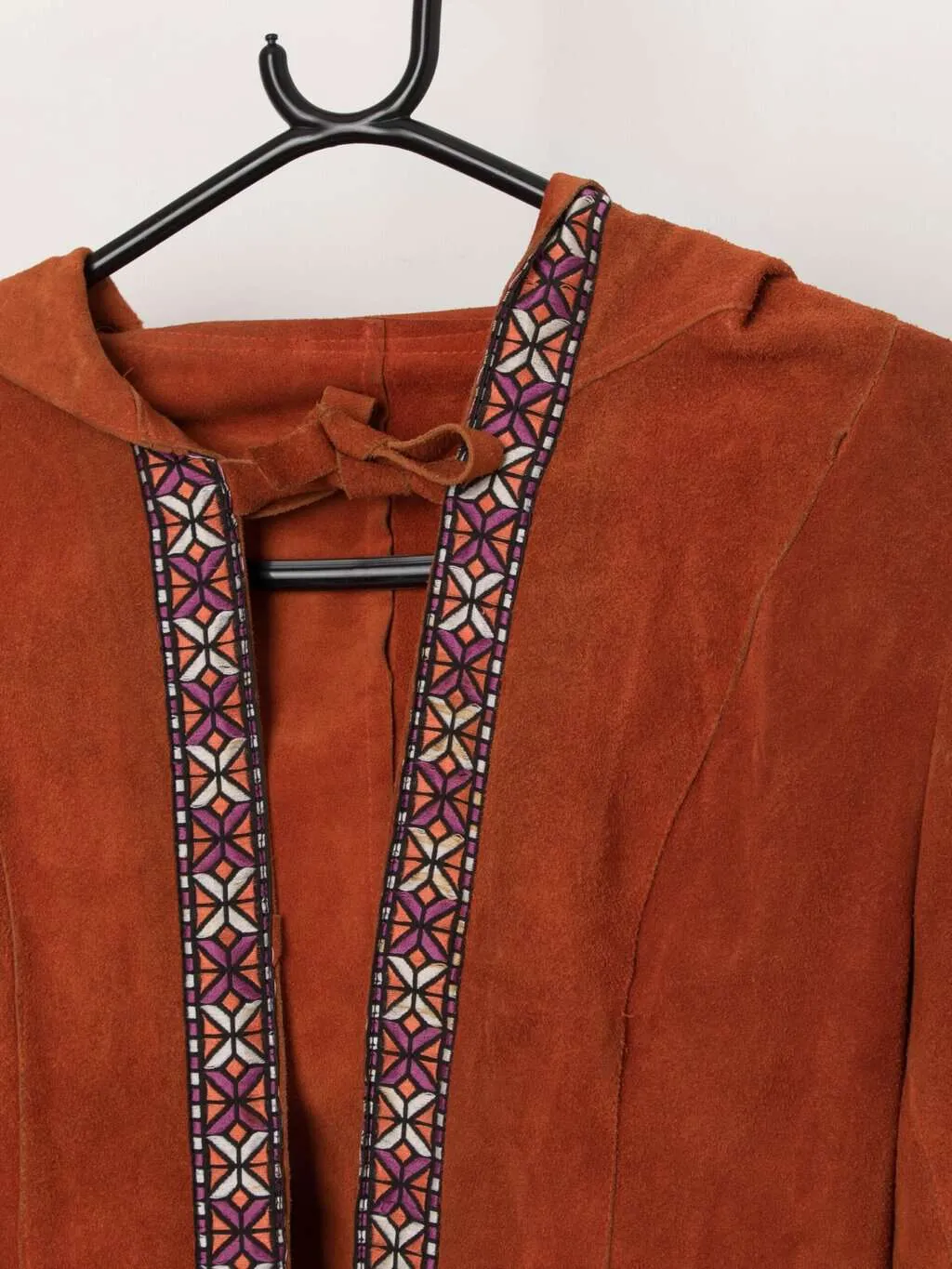 Rare vintage orange suede hooded jacket – XS / Small