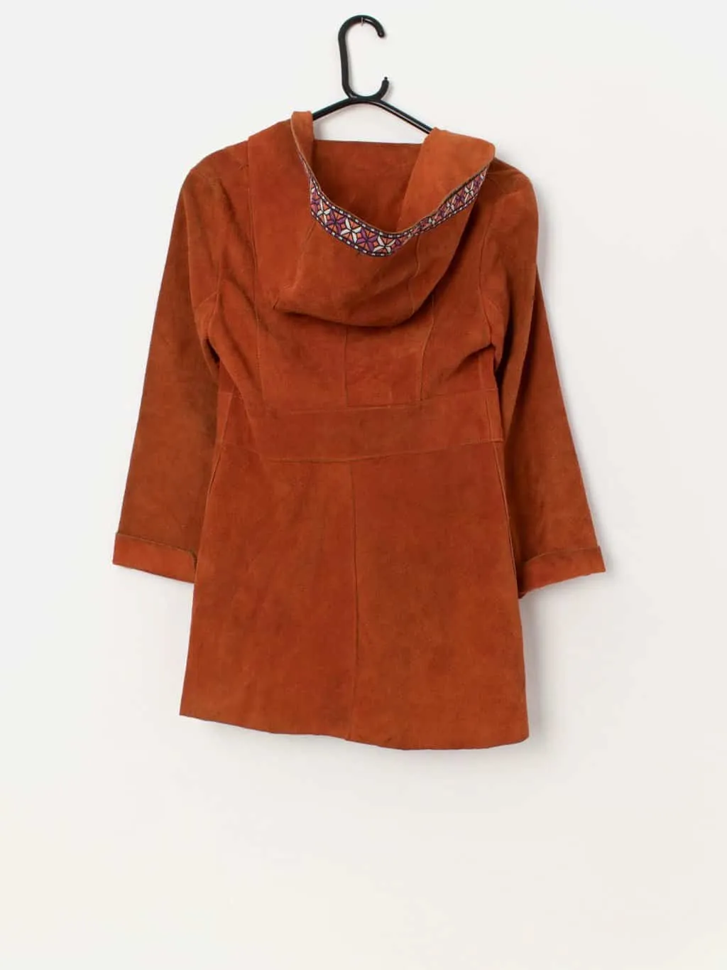 Rare vintage orange suede hooded jacket – XS / Small