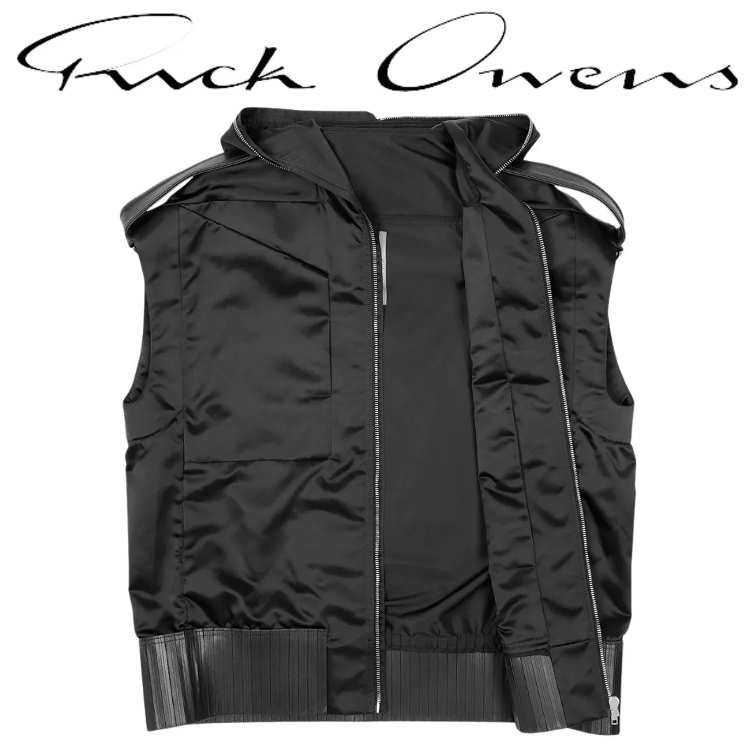 RICK OWENS  |Nylon Plain Leather Cotton Designers Vests & Gillets