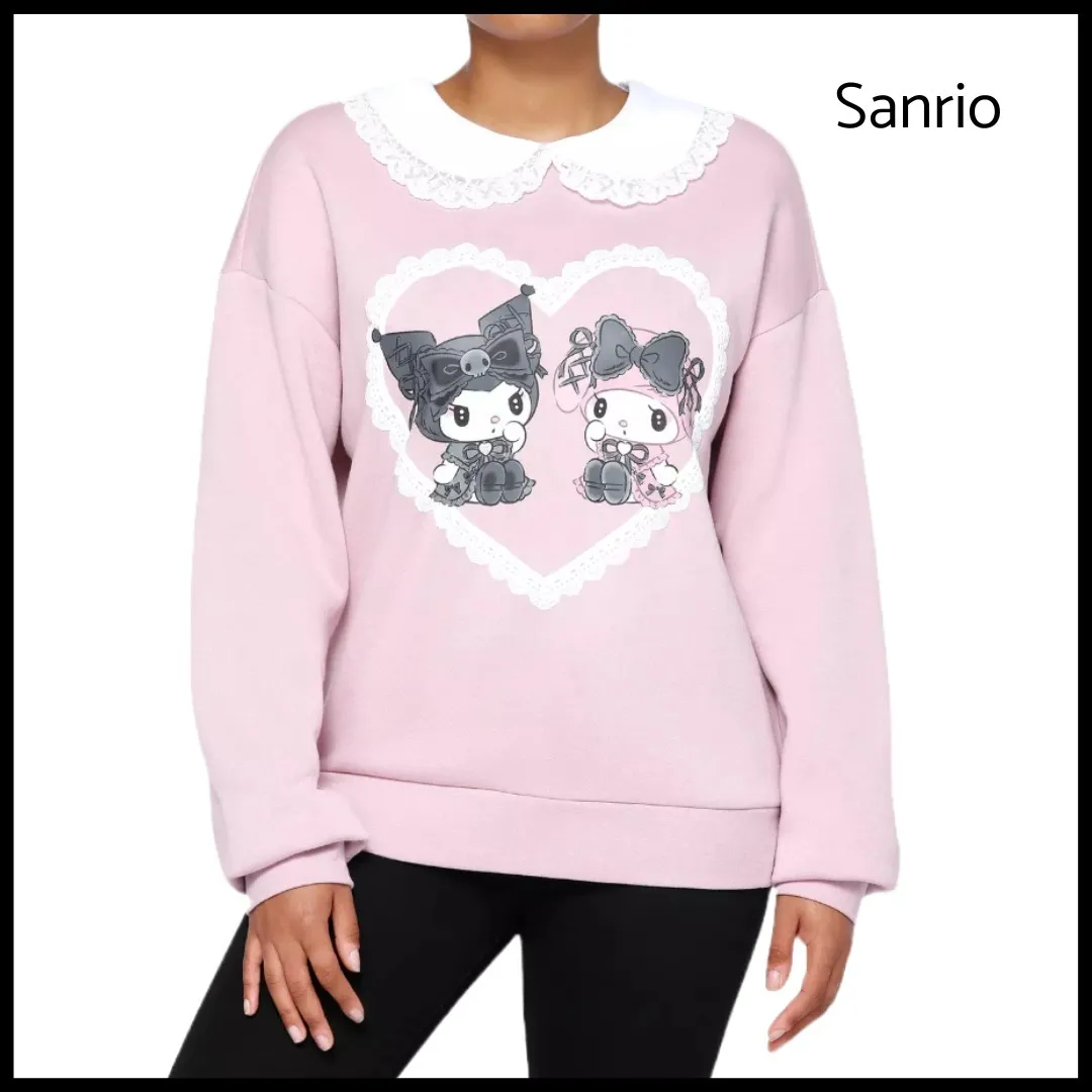 SANRIO  |Crew Neck Street Style Collaboration Long Sleeves Plain